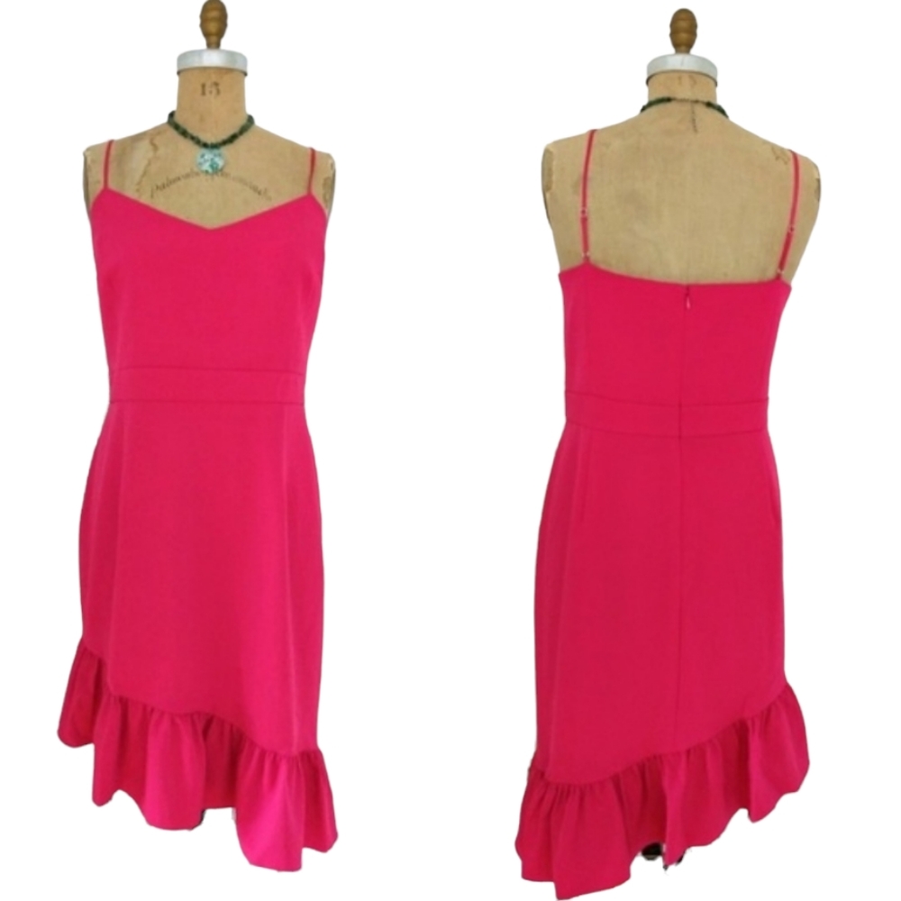 Chelsea28 Hot Pink Asymmetrical Ruffled Hem Dress Size 18